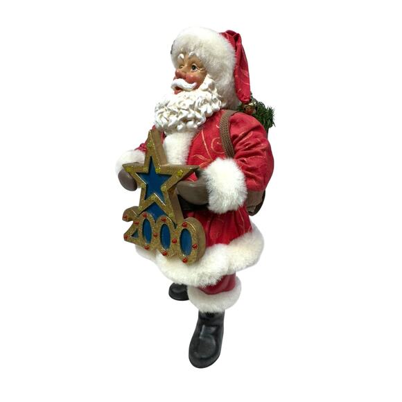 Clothtique Possible Dreams Santa GREETING THE MILLENNIUM 2000 Music Lights Works - Picture 5 of 13